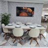 Sala de Jantar Mesa Guiné com 6 Cadeiras Turim Giratórias D'confort Design Linho Cinza R507 - 2