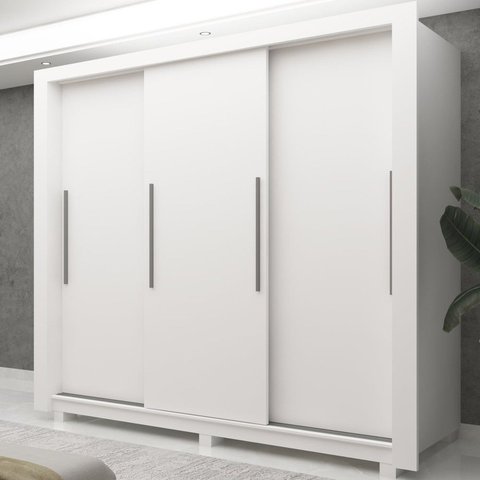 Guarda-Roupa Casal 3 Portas com Pés 100% MDF Roma