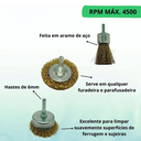 Ver imagem 5 de Jogo 3 Escovas de Aço Circulares Rotativas para Furadeira Bomvink