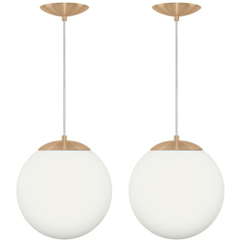 Kit 2 Pendentes Orby Bola Globo Grande 23 cm New Cobre