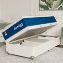 Ver imagem 1 de Cama Box Baú Solteiro + Colchão Comfort Class Pillow Top Azul/suede Branco