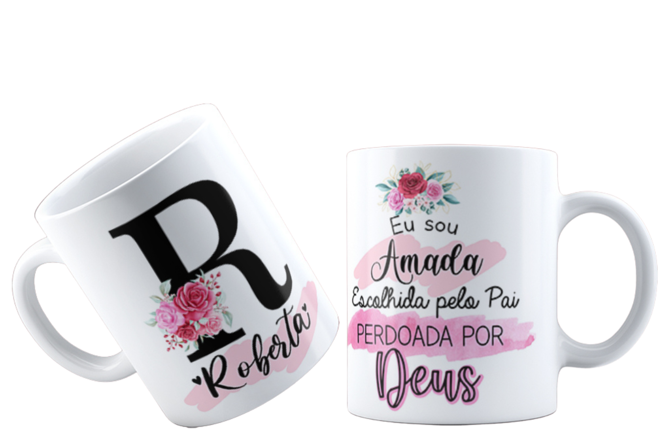 Canecas de Porcelana Personalizadas Alfabeto Evangelico Letra R