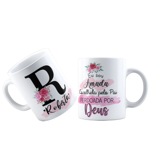 Canecas de Porcelana Personalizadas Alfabeto Evangelico Letra R