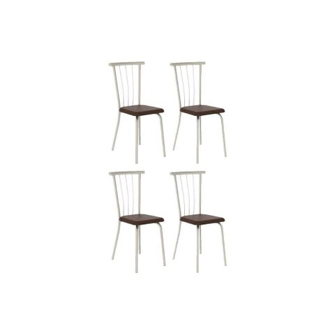 Kit 4 Cadeiras Sala Jantar 154 Aço 4 Uni Prata/corano Cacau - Carraro
