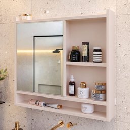Espelheira Suspensa para Banheiro Closet Porta e Armário Acqua com Nicho - 4
