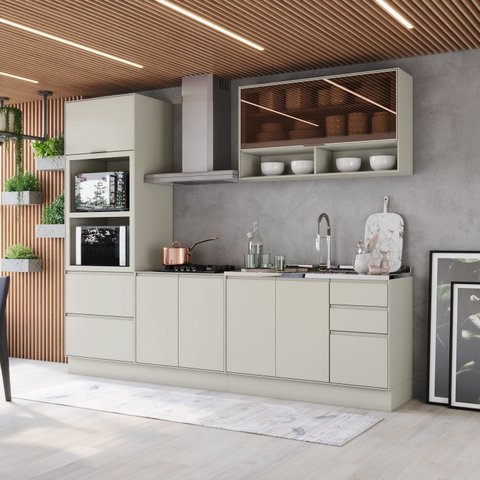 Cozinha Compacta 4 Peças em MDF com Torre Quente Fineze Areio