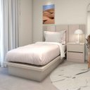 Ver imagem 1 de Cabeceira Solteiro e Mesa Lateral 2 Gavetas Mdf sob Medida Cor:titânio