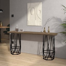 Mesa Aparador Buffet Balcão Caleb 150 cm Industrial Ferro Preto Tampo 100% MDF Madeira - Amey Decor - 1