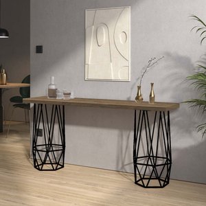 Mesa Aparador Buffet Balcão Caleb 150 cm Industrial Ferro Preto Tampo 100% MDF Madeira - Amey Decor