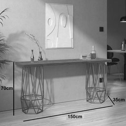 Mesa Aparador Buffet Balcão Caleb 150 cm Industrial Ferro Preto Tampo 100% MDF Madeira - Amey Decor - 3