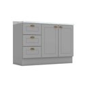 Ver imagem 1 de Módulo Cozinha Henn Americana Balcão P/ Pia C/ Tampo C/ 2 Portas e 3 Gavetas 120cm Cinza-henn