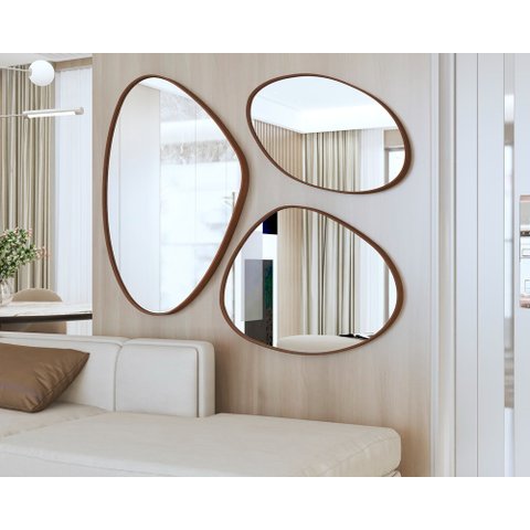 Espelho Decorativo Orgânico com Moldura:kit