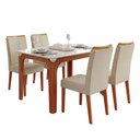Ver imagem 1 de Conjunto Sala de Jantar Mesa Tampo em Vidro 1,20m Mel 4 Cadeiras Tati