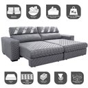 Ver imagem 3 de Sofá Retrátil e Reclinável 2,15m Molas Ensacadas Cama inBox Silver Style Thermo Gel Linho Cinza