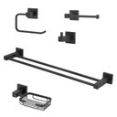 Ver imagem 1 de Kit Acessórios Quadrado Banheiro Preto/Black Fosco 5 Peças