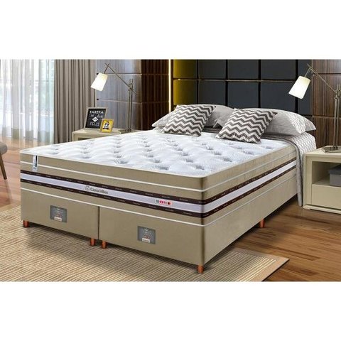 Cama Box King + Colchão de Molas Ensacadas Cama Inbox Select Euro Soft 193x203x71