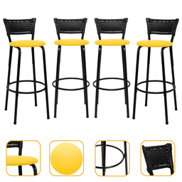 Kit 4 Banquetas para Bancada Banco Alto Junco Preto Balcão Cozinha Gourmet Bar Área de Lazer Piscina - 1