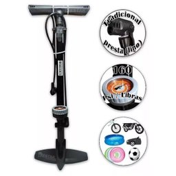 Bomba de Ar Pneu Bicicleta Carro Moto Manômetro 160PSI + Trava de Aço - 2