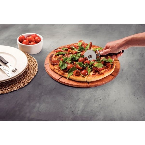 Cortador para pizza inox com cabo plástico cinza 19,5cm 1947 Lyor