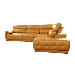 Sofá Retrátil e Reclinável de Couro Filipinas Canto com Chaise Direita 1,36 M - Caramelo - 7