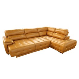Sofá Retrátil e Reclinável de Couro Filipinas Canto com Chaise Direita 1,36 M - Caramelo - 5