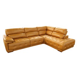 Sofá Retrátil e Reclinável de Couro Filipinas Canto com Chaise Direita 1,36 M - Caramelo - 2