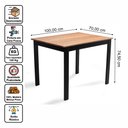Ver imagem 2 de Conjunto Mesa de Jantar 100x70 Rústica com 4 Cadeiras em Madeira Maciça Preto/Mel - Mb Móveis
