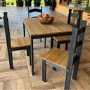 Ver imagem 6 de Conjunto Mesa de Jantar 100x70 Rústica com 4 Cadeiras em Madeira Maciça Preto/Mel - Mb Móveis
