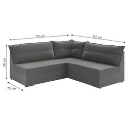 Sofá de Canto 5 Lugares Renaut Suede Cinza Mamflex - 3