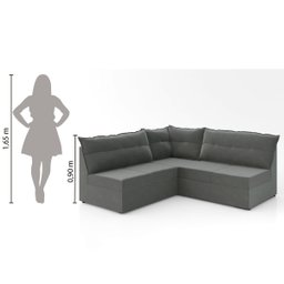 Sofá de Canto 5 Lugares Renaut Suede Cinza Mamflex - 4