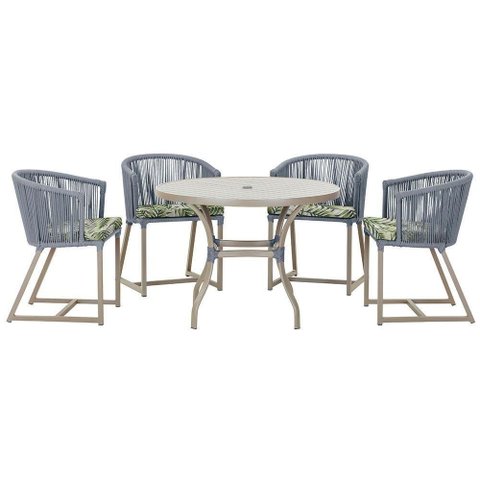 Mesa com 4 Cadeiras e Noronha Estofado 5 Trama Original Prata