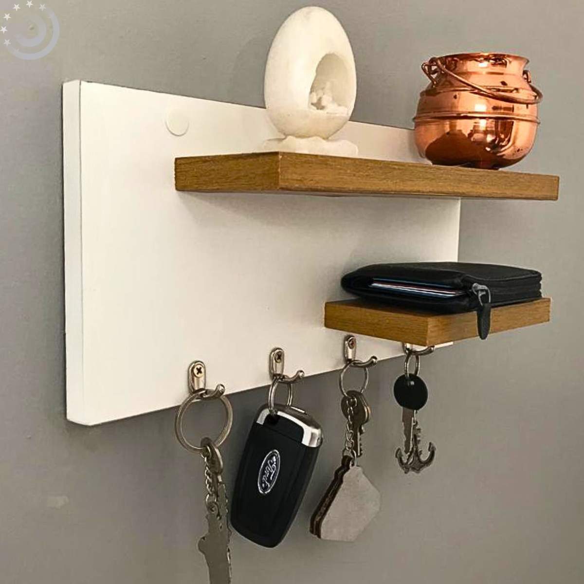 Porta Chave De Parede Organizador Com 2 Prateleiras MDF | MadeiraMadeira