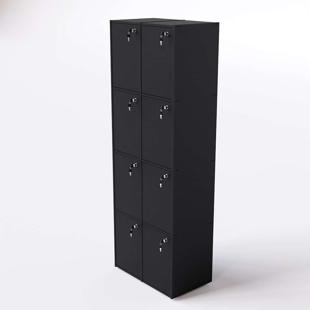 Armário Locker Guarda Volumes 8 Portas com Chave Cor:preto - 1