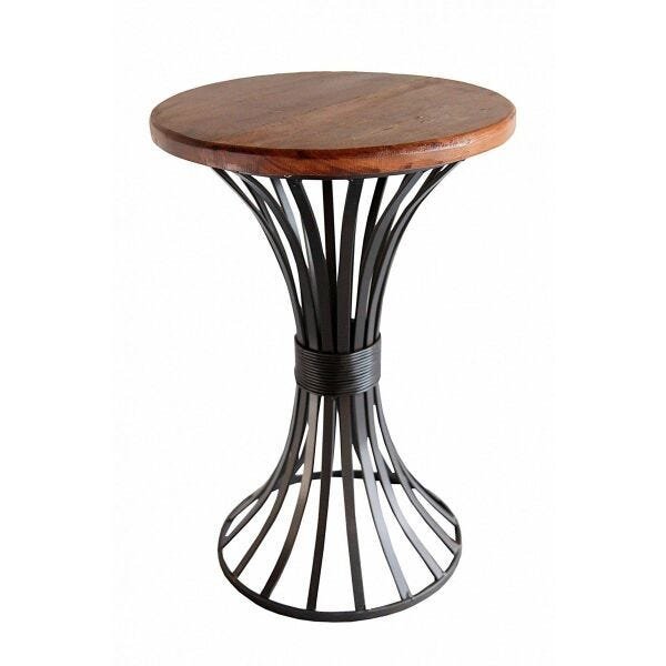 Mesa de Canto para Sala de Jantar de Ferro Artesanal Rustica Decorativa - Verniz