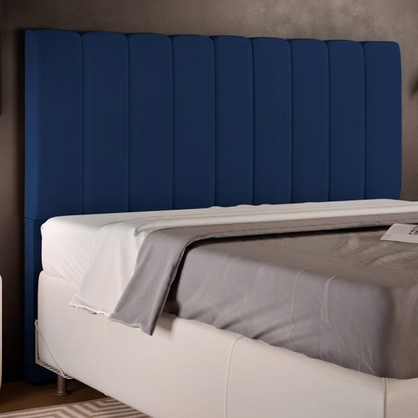 Cabeceira Cama Box Painel Casal Queen 160 cm Dália W01 Suede Azul Marinho - Lyam Decor - 2