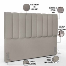 Cabeceira Cama Box Painel Queen 160cm Dália W01 Linho Bege - Lyam Decor - 4