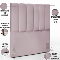 Cabeceira Cama Box Painel Solteiro 100cm Dália W01 Suede Rosê - Lyam Decor - 4