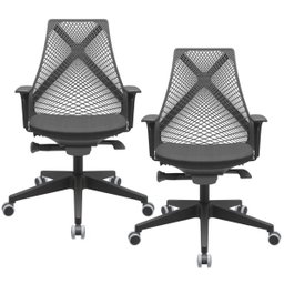Kit 2 Cadeiras de Escritório Presidente Giratória Ergonômica Kron P03 Crepe Preto - Lyam Decor - 1 Kit 2 Cadeiras de Escritório Presidente Giratória Ergonômica Kron P03 Crepe Preto - Lyam Decor - 1