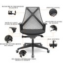 Ver imagem 3 de Kit 2 Cadeiras de Escritório Presidente Giratória Ergonômica Kron P03 Crepe Preto - Lyam Decor