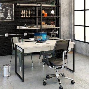 Mesa Escritório Office Estilo Industrial 1,10M com 2 Gavetas