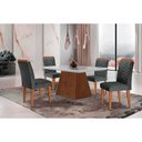 Ver imagem 1 de Sala de Jantar Completa Luna C/ Tampo Madeirado C/ Vidro Canto Curvo 120x80cm e 4 Cadeiras Londrina
