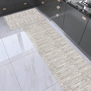 Kit Tapete Passadeira Para Cozinha 1,30m X 45cm Antiderrapante 2 Peças Tear Artesanal Decoração Jacq