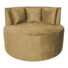 Sofá Puff Chaise Estofada Redondo Barcelona Almofadas Suede Bege Eli Móveis e Decoração - 1