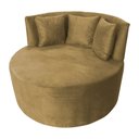 Ver imagem 2 de Sofá Puff Chaise Estofada Redondo Barcelona Almofadas Suede Bege Eli Móveis e Decoração