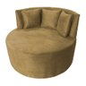 Sofá Puff Chaise Estofada Redondo Barcelona Almofadas Suede Bege Eli Móveis e Decoração - 2