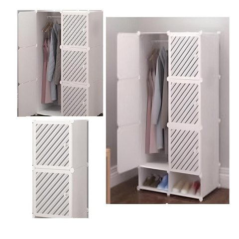 Guarda Roupa Vintage 6 Portas Modular Arara Cabideiro Organizador Estante Branca
