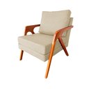 Ver imagem 1 de Poltrona Mona Linho Bege com Base em Madeira