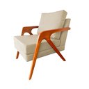 Ver imagem 4 de Poltrona Mona Linho Bege com Base em Madeira