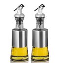 Ver imagem 1 de Kit 2 Porta Azeite Óleo e Vinagre 200ml Cada Vidro Aço Inox