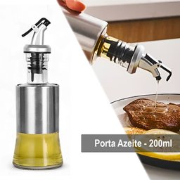 Kit 2 Porta Azeite Óleo e Vinagre 200ml Cada Vidro Aço Inox - 3